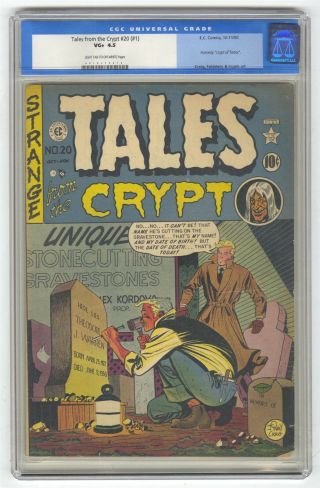 Tales From The Crypt 20 (1) Cgc 4.  5 Vintage Ec Comic Crypt Keeper Old Label