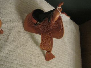 Miniature Horse Saddles Saddle Tooled Leather 2.  5 " Seat Western Novelty