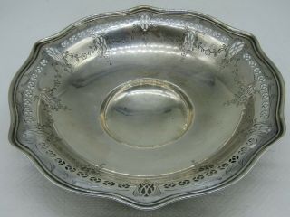 Vintage Frank M.  Whiting Co.  Sterling Silver Floral Etched Footed Bowl Dish 9052
