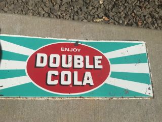 Antique Double Cola Tin Advertising Sign Vintage 31 X 11.  5