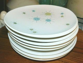 Vintage Mid Century Franciscan Starburst Dinner Plates Set Of 8 10 3/4 "