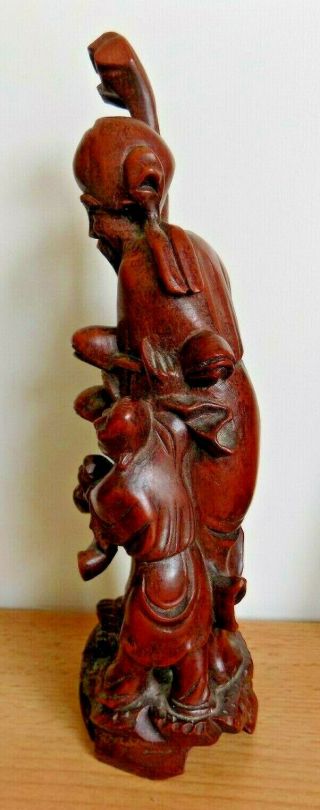 Vintage Wooden Carved Hardwood Oriental Chinese Figure Sage Collectable Statue 2