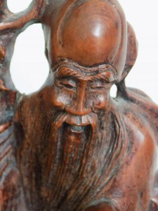 Vintage Wooden Carved Hardwood Oriental Chinese Figure Sage Collectable Statue 5