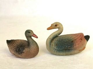 Antique Vintage Celluloid Swans Figures Miniatures Toy Animal Bird W Rattles 2