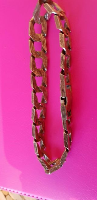 Heavy Vintage Men ' s Gents Solid 9Ct Gold Flat Curb Link Chain Bracelet 50.  26g 9