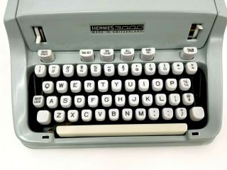 Vintage Hermes 3000 Seafoam Green Portable Typewriter Case Made in Switzerland 3
