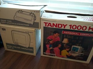 Vintage TANDY 1000 HX 1000HX Computer in boxes with monitor & printer 8