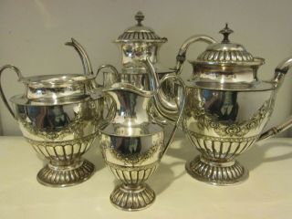 Antique 4 Piece Silver Plated Tea/coffee Set By J Blond & Son Glasgow 1880 