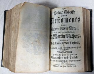 Antique Book 1748 German Bible Illustrated Leather Old/New Testament,  Apocrypha 3