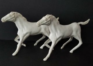 Vintage Plastic White Toy Stallion Horses - 6” Tall Marx??