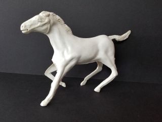 Vintage Plastic White Toy Stallion Horses - 6” Tall Marx?? 2