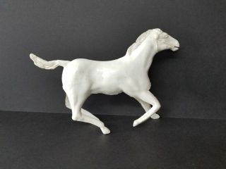 Vintage Plastic White Toy Stallion Horses - 6” Tall Marx?? 3