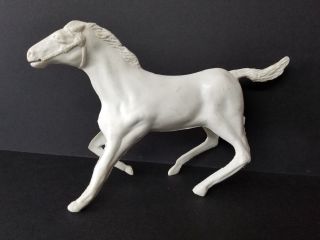 Vintage Plastic White Toy Stallion Horses - 6” Tall Marx?? 5