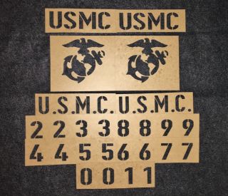 Usmc Vehicle Hood Number Stencil Set - Willys Jeep Mb Gpw M151 M38a1 - Us Marines