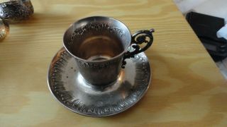 France Silver 950 Antique Cup On The Plate