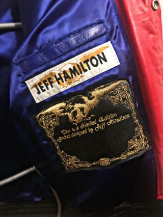 Vtg Chicago Bulls NBA Jordan Leather Jacket (J.  H.  Jeff Hamilton) 3 Peat Small 5