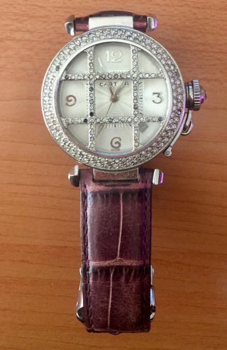 Vintage Pasha De Cartier Cc412528 1050 Miota 9015 Movement Leather Band Watch