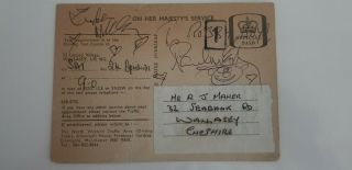 1971 Paul Mccartney & Linda Signed Post Ca Rd - Rare The Beatles