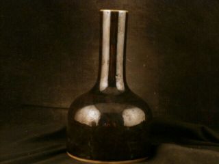 6.  2 Inches Chinese Qing Dy Qianlong Black Glaze Porcelain Vase V001