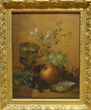 18th 19th Century Dutch Italian Still Life Flowers Wine Oysters Fruit Antique