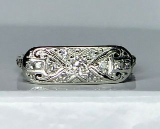 Antique Art Deco 1/5 Carat Natural Diamond Ring Platinum Cluster W/sizing