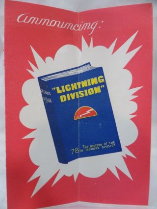 Lightning Division History Of 78th Infantry Division Book Promo Pamphlet Ww2
