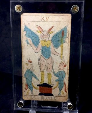 1775 The Devil Antique Tarot Playing Cards Major Arcana Woodblock Painted Single