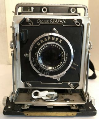Vintage Graphex Crown Graphic 4 X 5 Optar F/4.  7 135mm Wollensak Camera