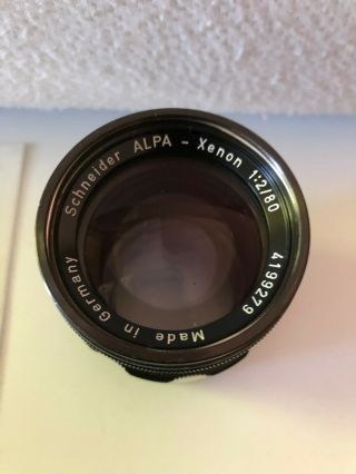 Very Rare Angenieux 80mm F2 Alpa Mount - Xenon Schneider Lens
