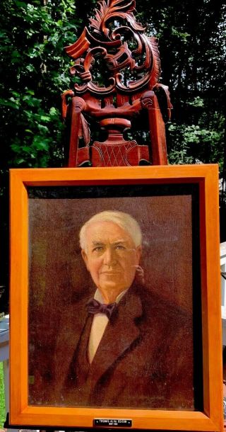 Important 1931.  Antique Portrait Signed Of Thomas Alva Edison