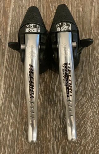 Vintage Campagnolo Record Titanium 9 Speed Carbon Shifters In