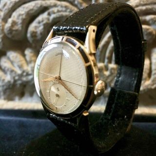1953 Lord Elgin Clubman Black Enamel Case Mens Vintage Restored Art Deco Watch