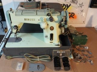 Vintage Singer 319w Automatic Swing Needle Sewing Machine In Case W Accessories