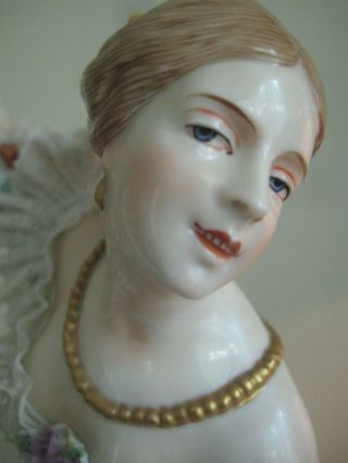 Large 13 " Antique Dresden Lace Ballerina Figurine Volkstedt Porcelain C1915
