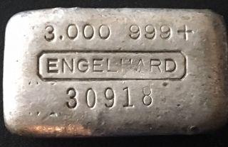 Engelhard 3.  000 Oz Silver Bar Ingot 6th Series Partial X8 Prefix S/n 30918 Rare