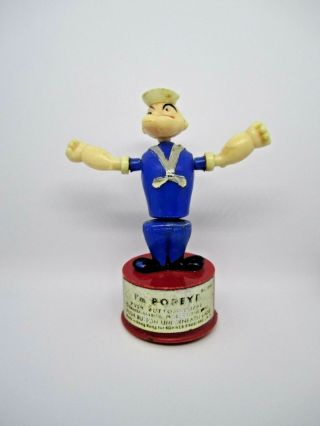 Vintage 1960s Kohner Push Button Puppet,  Popeye Figure (missing Pipe) Rare