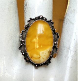 Jay King Dtr Sterling Silver 925 Baltic Butterscotch Egg Yolk Amber Ring 11.  2 G.