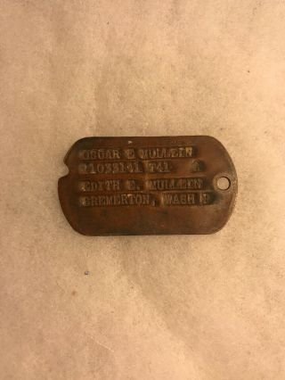 Ww2 Us Nok Dog Tag Single Washington Vet 1941 148th Aaa (c325