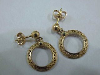 477 ANTIQUE SOLID 14K GOLD 2.  9 GRAMS CIRCLE POST EARRINGS 2