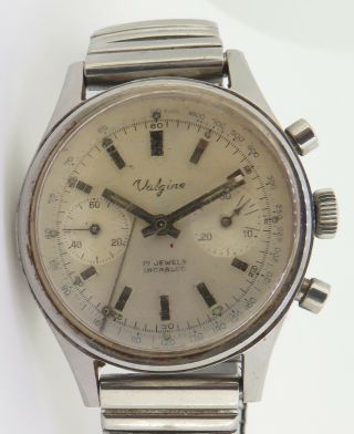 Vintage Valgine 60’s Chronograph Gents Steel Watch Landeron 248 $1 N/r