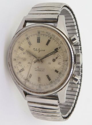 Vintage Valgine 60’s Chronograph Gents Steel Watch Landeron 248 $1 N/R 2