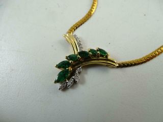 Vintage 14k Solid Yellow Gold Emerald Diamond Necklace Chain 6.  4 Grams 17 " Long