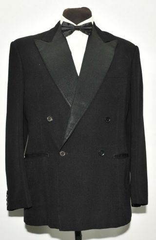 J.  R.  Carmell Bespoke Vintage Dinner Suit Dj Black Peak Lapel Size 42 R 36 W 1950