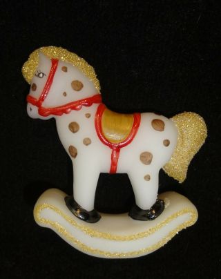 " Rare " Vintage Fenton Hand Painted Rocking Horse By Marilyn Wagner