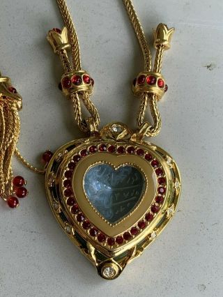 Rare Elizabeth Taylor For Avon Red And Gold - Tone Shah Jehan Heart Pendant