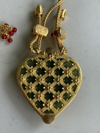 Rare Elizabeth Taylor For Avon Red and Gold - tone Shah Jehan Heart Pendant 4