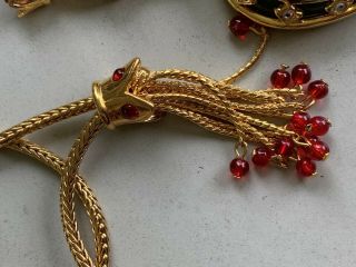 Rare Elizabeth Taylor For Avon Red and Gold - tone Shah Jehan Heart Pendant 6