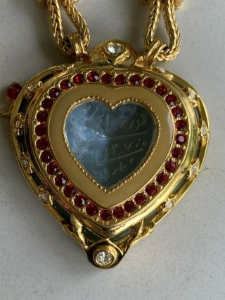 Rare Elizabeth Taylor For Avon Red and Gold - tone Shah Jehan Heart Pendant 7