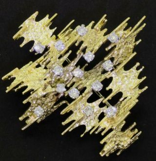 Vintage Heavy 18k Gold Elegant 1.  40ct Vs1/g Diamond Abstract Brooch