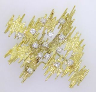 Vintage heavy 18K gold elegant 1.  40CT VS1/G diamond abstract brooch 2